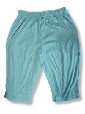 Roaman's Women's Aqua Green Cotton Blend Knee Length Stretch Shorts Sz. Large